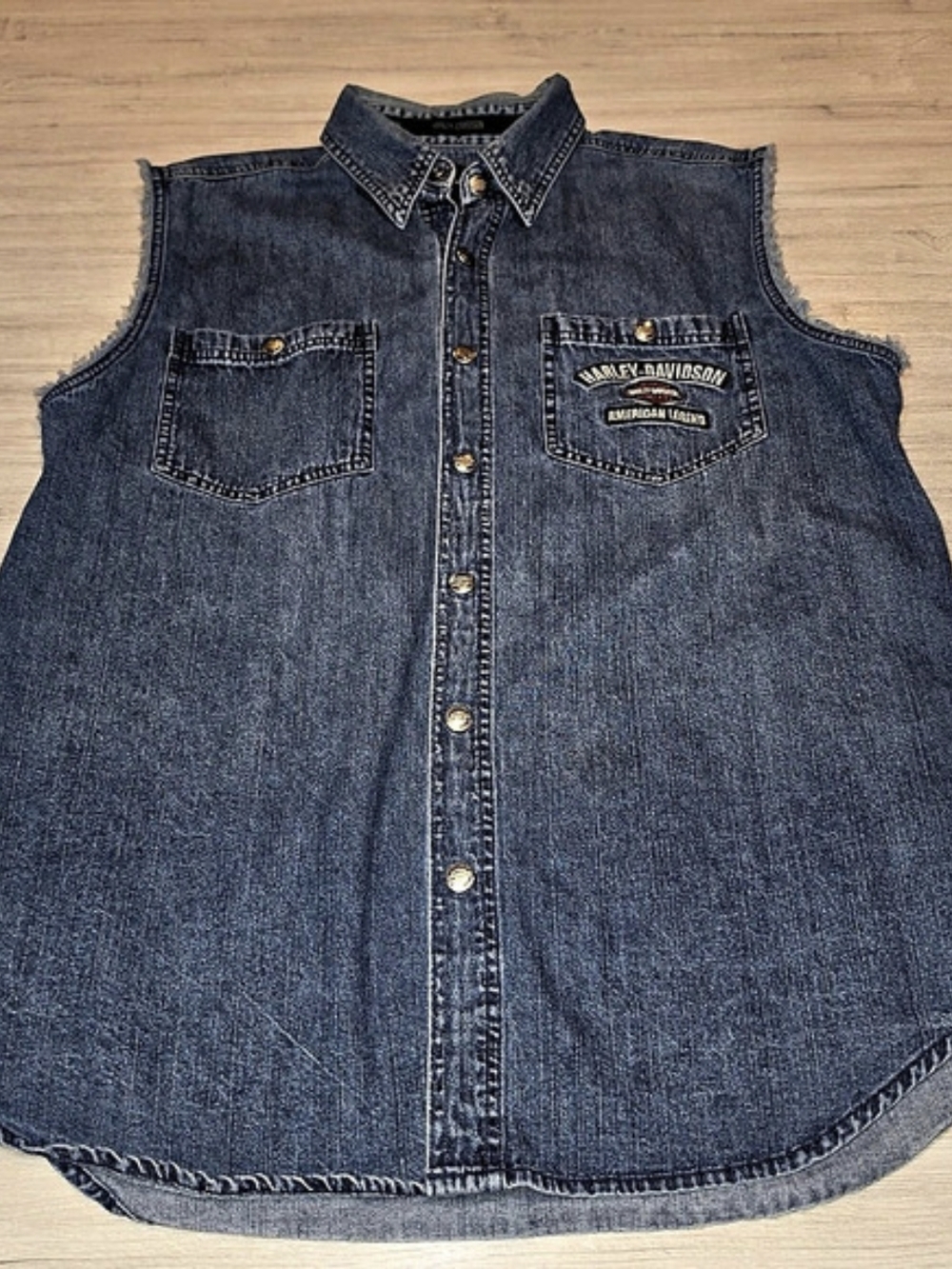 Harley-Davidson Denim American Legend Sleeveless Cut Off Vest Men's Size Large